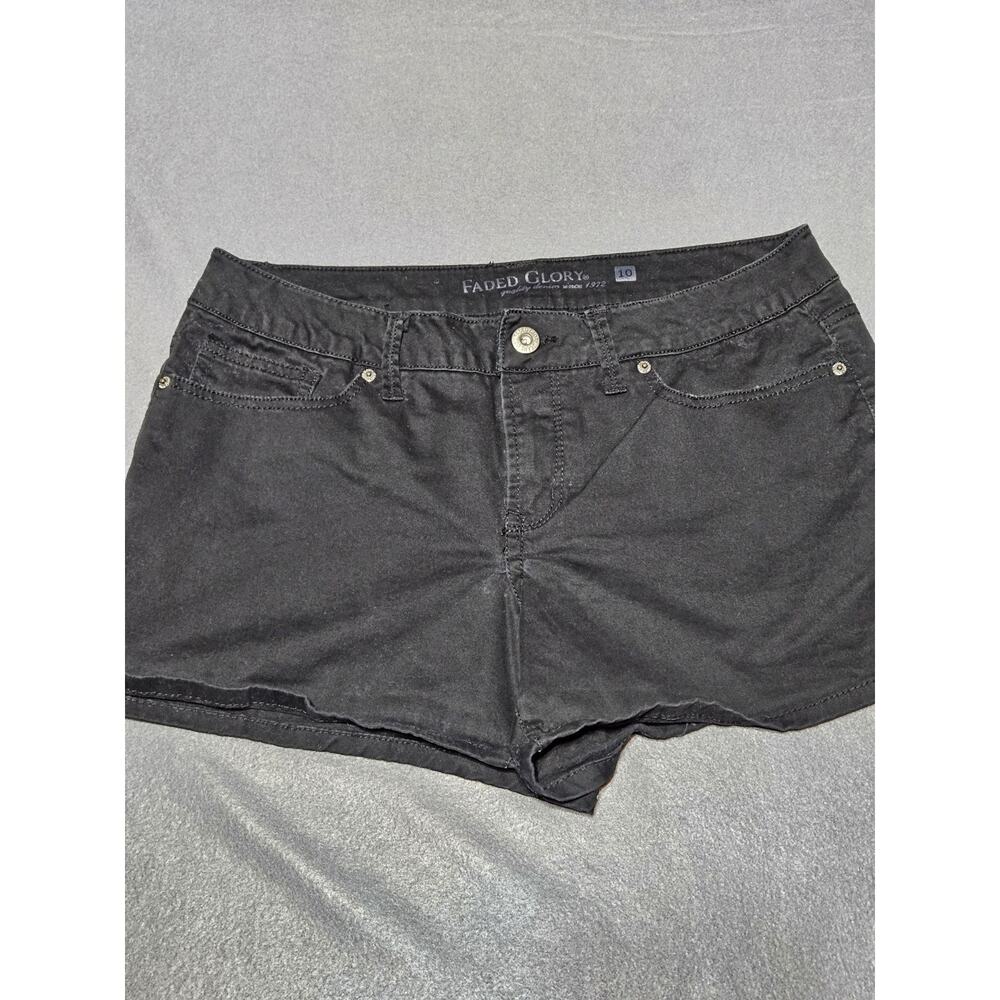Faded Glory Shorts Women 10 Black Stretch Mid-Rise Dark Wash